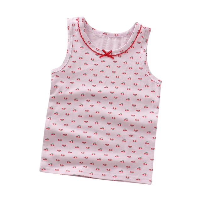 Gilet Sans Manches pour Filles, Mélange Coton-polyester, Col Rond, Design Imprimé Coloré, Tissu Léger et Respirant, Port Toutes Saisons