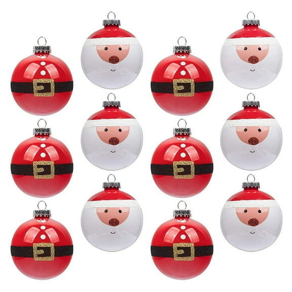 KCEHTA 12 Pcs Christmas Ball Ornaments Shatterproof Santa Claus Christmas Ornaments Christmas Tree Ball Ornaments Plastic Christmas Balls Christmas Decorations Indoor Outdoor