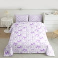 thumbnail image 3 of Homewish Dreamy Princess Bow-tie Bedding Comforter Set for Kids, Purple Cartoon Bow Twin Comforter Sets, Love Heart Reversible Bedding Set, Super Cozy Room Decor, 2-Piece, 3 of 9