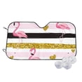 thumbnail image 2 of Lsque Gold Glittering Hearts and Flamingos Car Windshield Sun Shade | Accordion Folding Style Auto Shade for Car Truck SUV Van | Blocks UV Rays Sun Visor Protector | Medium, 2 of 7
