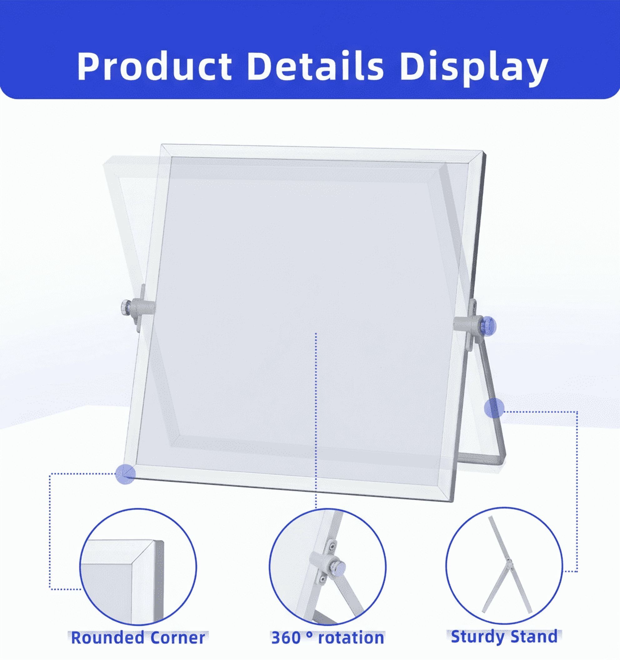 MXG 12x16 Inch Double-Sided Magnetic Desktop Whiteboard with Stand, Portable White Board for Message Center and  To-Do Lists