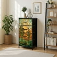 thumbnail image 7 of Dresser for Bedroom with 4 Storage Drawers Intricate Tribal Tattoo Style Cacti Stained Glass Artwork Chest of Drawers Steel Framed Fabric Closet Organizers for Entryway, 7 of 7