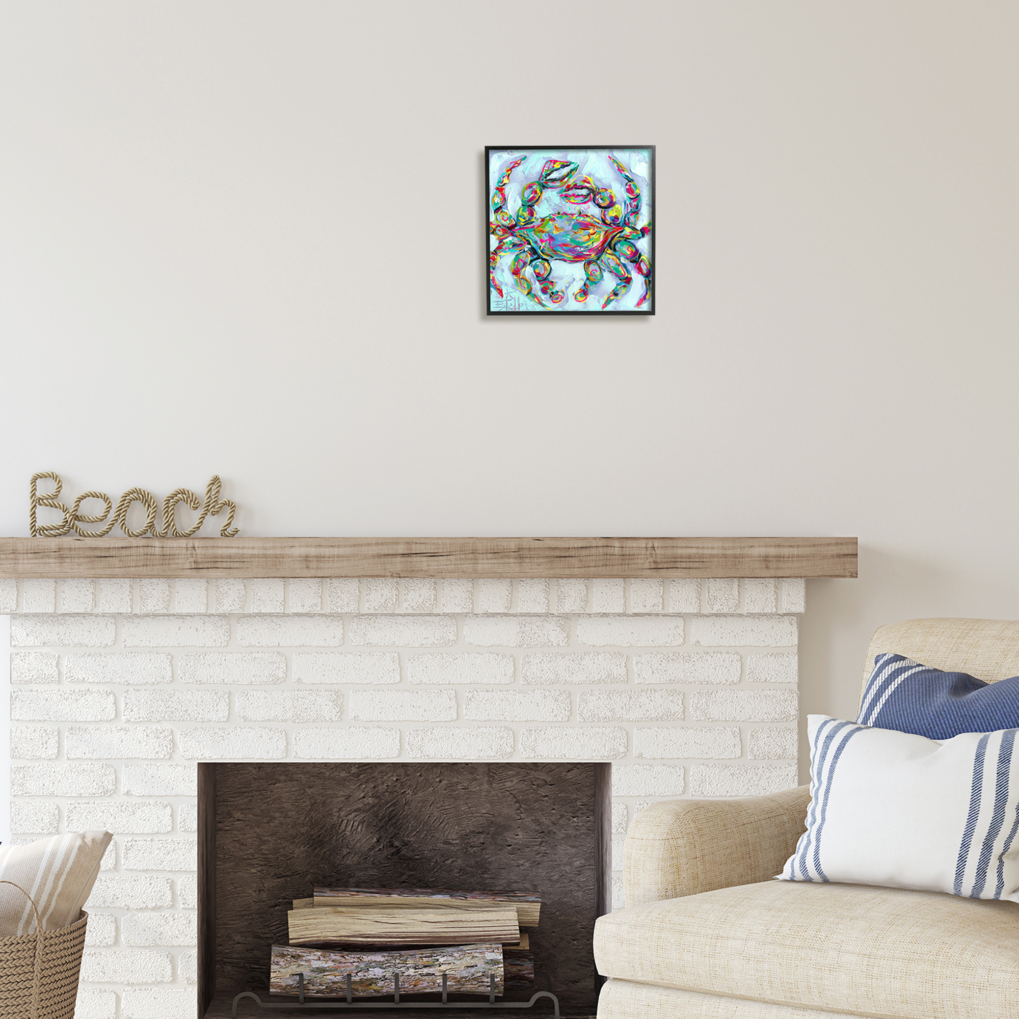 Stupell Industries Modern Crab Portrait Animals & Insects Painting Black Framed Art Print Wall Art, 12 x 12