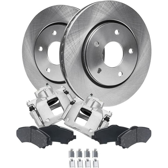 Detroit Axle - Front Brake Kit for 2008-2012 Dodge Grand Caravan Chrysler Town & Country 2009-2011 VW Routan, Disc Brake Rotors Ceramic Brakes Pads and Calipers 2010 Replacement