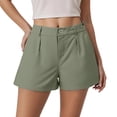 thumbnail image 2 of Womens Dress Shorts Casual Elastic Waist Wide Leg Suit Tailored Shorts Summer Dressy Work Shorts Dark Green 2XL, 2 of 5