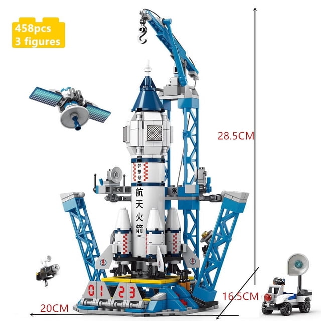Space Rocket Launch Center Building Blocks Set, Aerospace Space Station and Spacecraft Model, DIY Aviation City STEM Bricks Toy, Creative Educational Gift for Kids