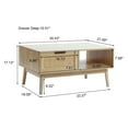 thumbnail image 6 of LuxenHome White Oak Finish Wood and Rattan Coffee Table, 6 of 6