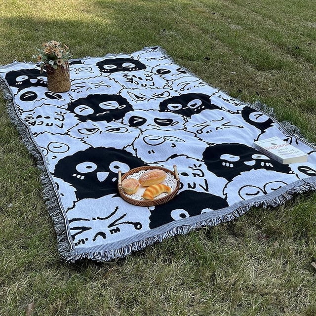Esterilla de picnic a prueba de humedad para carpa, mantel para acampar, tapete para césped, manta de hilo de punto bohemio, manta para acampar al aire libre americana
