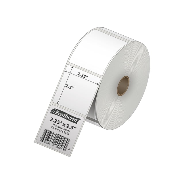 Etiquetas térmicas Ecotherm de 2,25 x 2,5 cm, 6 rollos, 6000 etiquetas