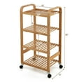 thumbnail image 2 of Gymax 4-Tier Kitchen Serving Trolley Cart Mobile Bamboo Storage Shelf Lockable Casters, 2 of 10
