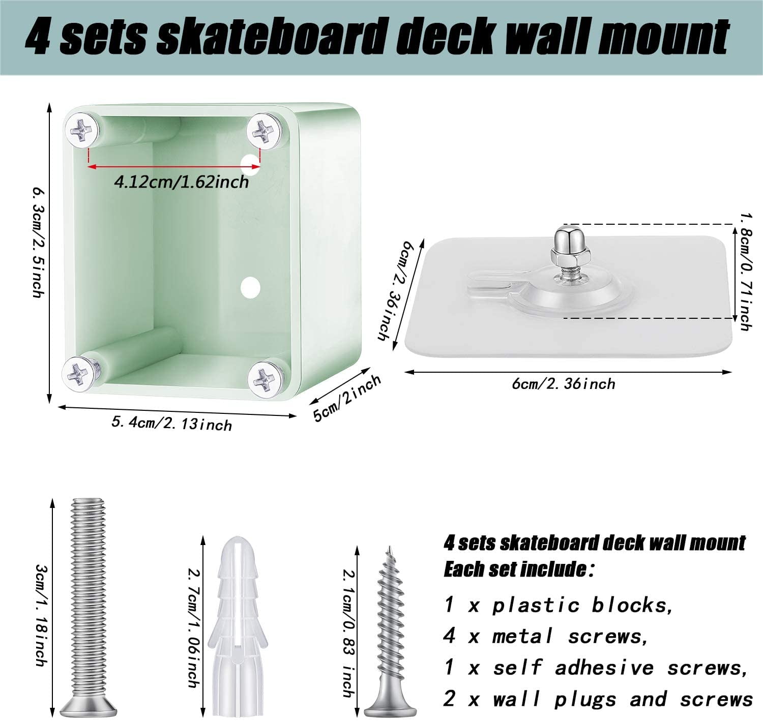 Skateboard Deck Wall Mount Bracket Display Rack Hanger Holder V2 Vertical 