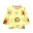 thumbnail image 3 of CCRFTGI Cute Shirts for Kids Girls Size 6 3/4 Sleeve Sunflower Graphic Printed Girls Fashion Tee Tops Summer Trendy Soft Lightweight Crew Neck Shirts Fluorescence Yellow 11-12 Years, 3 of 4