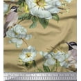 thumbnail image 1 of Soimoi Brown Silk Fabric Leaves,White Floral & Bird Print Fabric by Yard 42 Inch Wide, 1 of 1