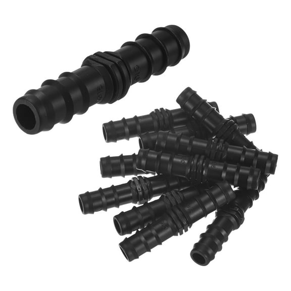 Uxcell 10-Pack Drip Irrigation Barbed Fittings, for 3/8 Inch Tubing Connector Plastic Coupling Irrigation Parts Drip Pipe Accessories