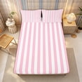 thumbnail image 3 of Meiyoeat Classic Vertical Stripe King Sheets 4pcs for Girls, Minimalist Linear Print Bedding, Pink White,1 Fitted Sheet, 1 Flat Sheet and 2 Pillowcases, 3 of 6