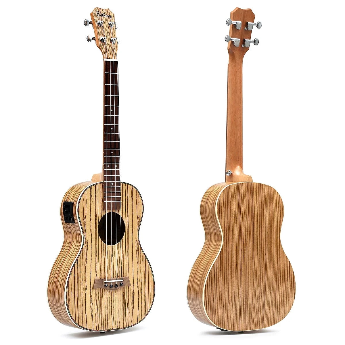Baritone 30-Inch Zebra Acoustic-Electric Ukulele with Truss Rod, EQ, and Gig Bag