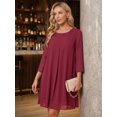 thumbnail image 3 of DARING DIVA Women's Chiffon 3/4 Sleeve Flowy Wedding Guest Dress XL Wine Red, 3 of 6