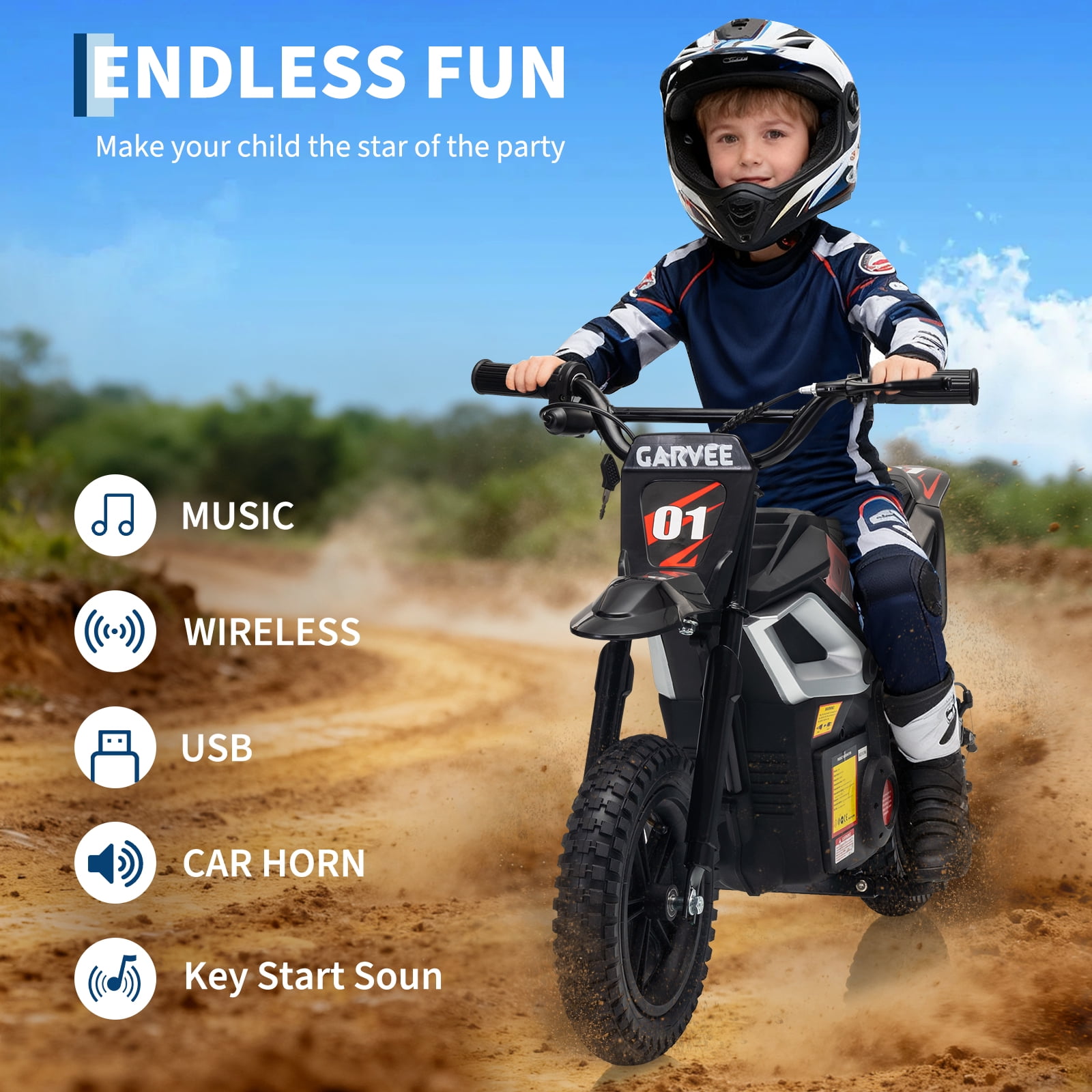 24V Kids Electric Dirt Bike - 350w Kids Motorcycle, 13.67 Mph Max Speed Electric Bike for Kids, Rear Wheel Suspension, 12 Miles Range, Twist Grip Throttle, Rubber Tire, Christmas, New Year Gifts Kid