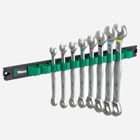 Wera 020016 9632 Magnetic Rail 6000 Joker Imperial 1 Ring Ratchet Spanner Set, 8 Pieces