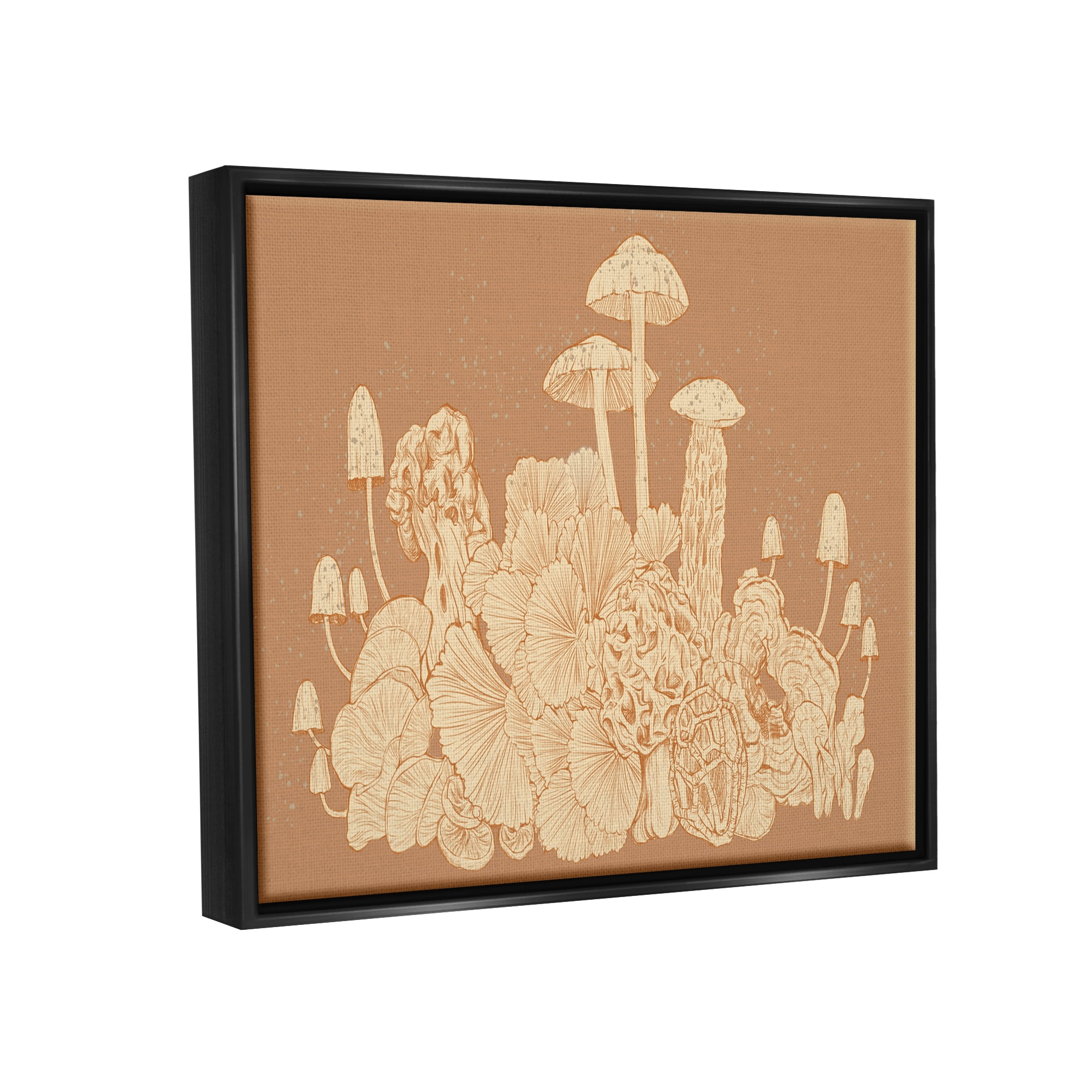 Stupell Industries Neutral Beige Woodland Mushrooms Botanical & Floral Painting Black Floater Framed Art Print Wall Art