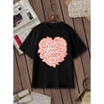 thumbnail image 2 of Camiseta Para Mujer De Verano Cuello RedondoWomen'S Summer Casual T-Shirt Fashion Valentine'S Day Romantic Love Cartoon Cute Doodle Heart FlowerCamisetas de verano para mujer, manga corta, cuello re, 2 of 7
