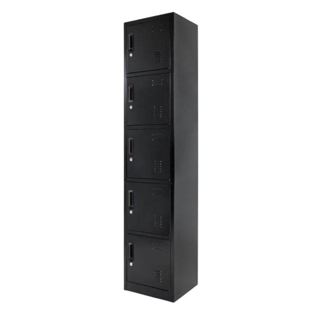 Locker Metálico Alto de 5 Compartimentos con Puertas y Cerradura para Organización Segura
