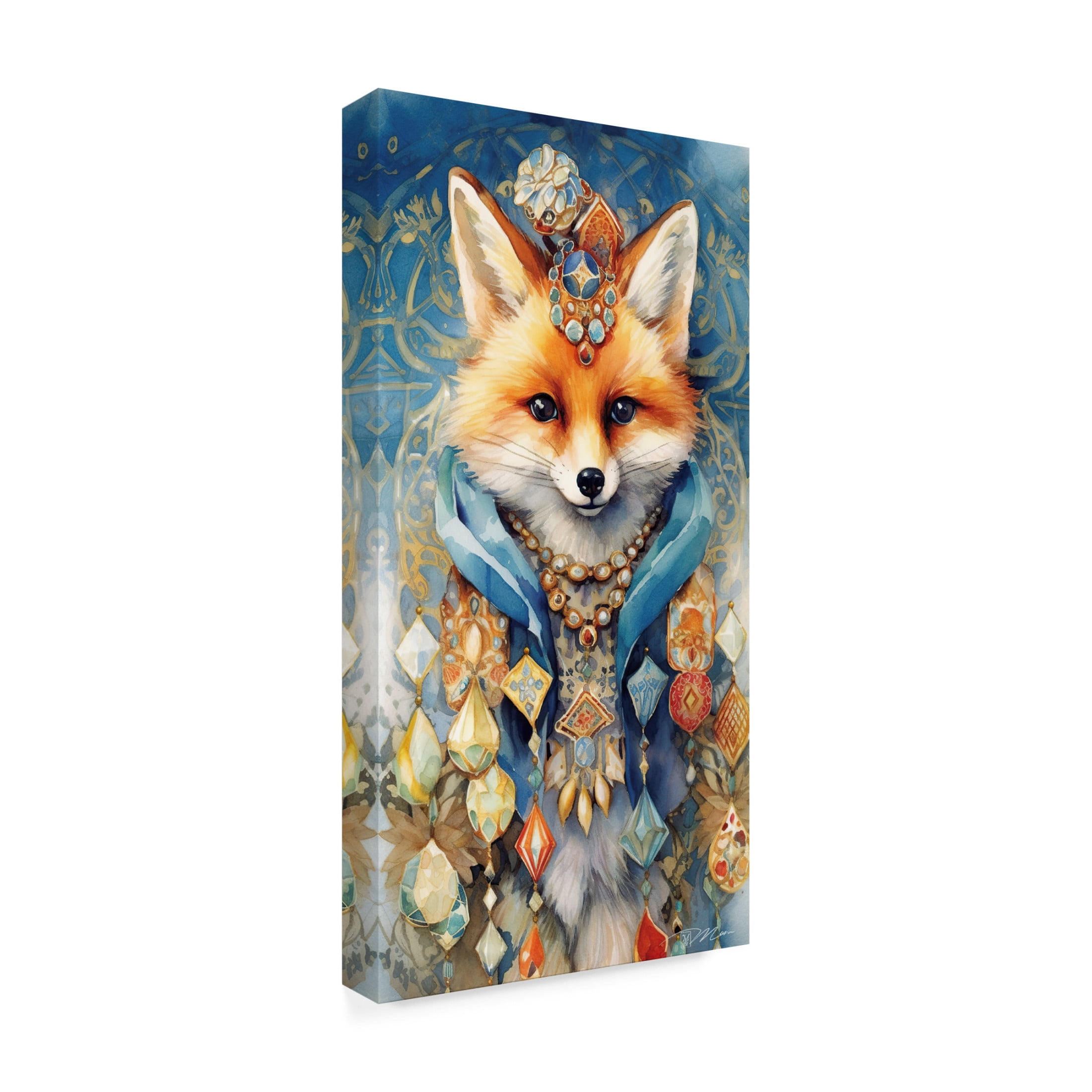Canvas Wall Art - Momart 'Treasure Keepers Fox 2' Wall Art for Living Room, Bedroom, or Office Décor by Trademark Fine Art - 24 x 47 Inches