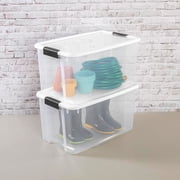 LQT Clear 18 Qt Plastic Stackable Storage Bin, White, 12 Count Pack