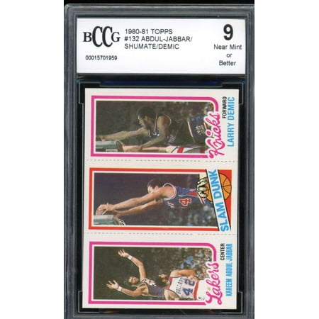 1980-81 Topps #132 Abdul-Jabbar/Shumate/Demic Card BGS BCCG 9 Near Mint+