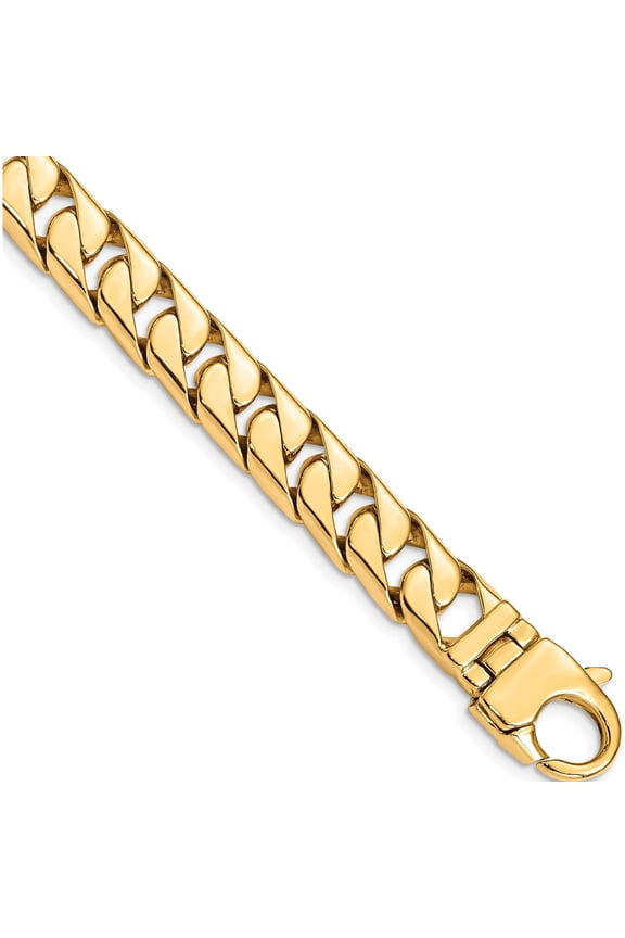 14K Yellow Gold 10.20mm Hand-Polished Long Link Half Round Curb Chain (8.25 X 10.2) Made In Peru lk590-8.25