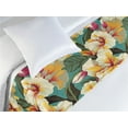 thumbnail image 3 of Hibiscus Bed Runner, Tropical Feels Dreamy Garden Scene with Exotic Flowers Delicate Leaves, Decorative Accent Bedding Scarf for Hotels Homes & Guest Rooms, Twin, Apricot Dark Pink Teal, by Ambesonne, 3 of 3