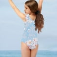 thumbnail image 3 of FOR U DESIGNS Adorable Blue Girls Swimsuit One Piece Size 7-8 Years Old Sakura Axolotl Polyester Gymnastics Leotards Soft Sleeveless Bathing Suit, 3 of 8