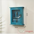thumbnail image 1 of Nordic Style Solid Wood Wall-Mounted Key Storage Box with Letter Patterns, Dustproof Door and Hooks, 21x6x25 cm Compact Design, Includes 3Nails – Blue (Non-Imported, Non-Customizable), 1 of 6