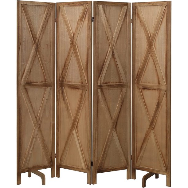 Babion 4 Panel Room Divider, Wood Room Screen Divider Freestanding, 5.8