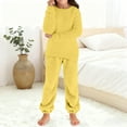 thumbnail image 2 of newwalpole Girls Pants Sets Two Pieces Kids Comfy Lightweight Long Sleeve Fleece Sets with Pockets Yellow for Size 5-6 Years, 2 of 6