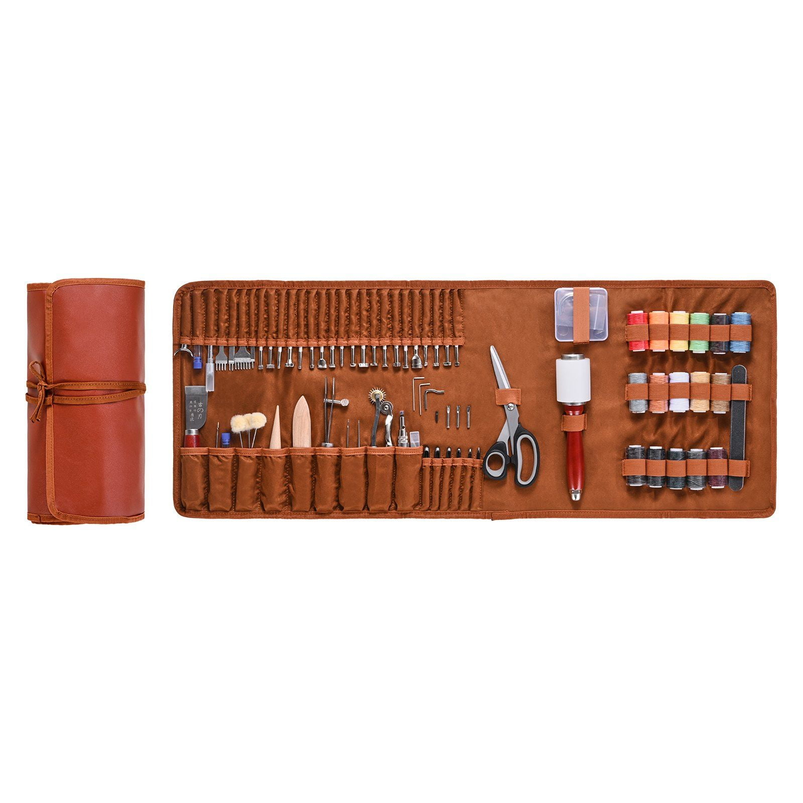 92 PCS Leather Working Tools Kit for Engraving, Punching, Stamping & Sewing – Complete DIY Leather Craft Set