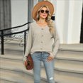 thumbnail image 4 of Suéteres Ligeros para Mujer 2025, Camiseta Henley de Larga, Blusa Informal de Cuello Redondo para Otoño. Colorante de Avena L, 4 of 10