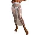 thumbnail image 2 of Coduop Women Cover-Up Sarong Hollow-Out Side Tie-Up Beach Knit Long Skirts Swimsuit Cover Up, 2 of 9