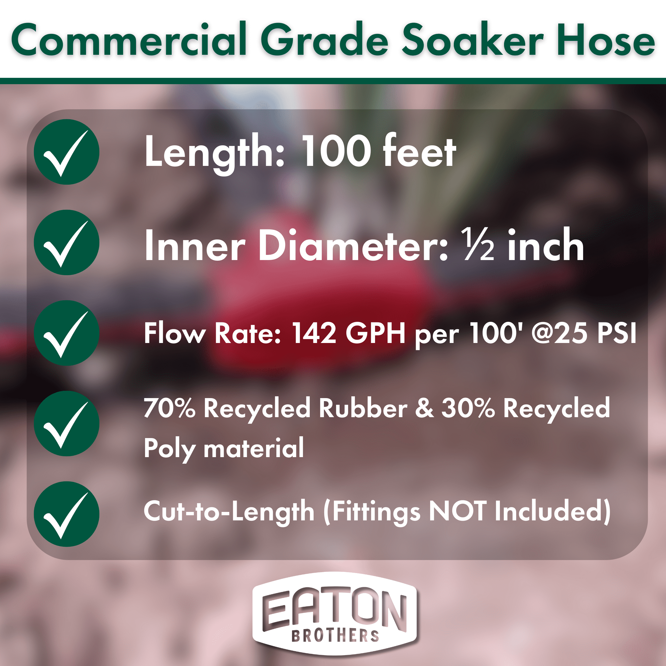 Eaton Brothers Bulk Soaker Hose, 1/2 in x 100 ft, Recycled Rubber, Cut-to-Length