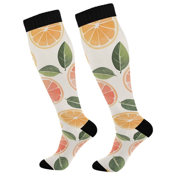 FORMRS Womens Knee High Socks Casual Long Thick Travel Daily Wear, 1 Pair, Watercolor Orange