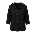 thumbnail image 6 of Axiiglly Cotton Linen Shirts Women 3/4 Sleeve Button Down Sun Protection Shirts Lightweight Summer Hiking Shirt Black S, 6 of 6