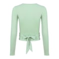 thumbnail image 6 of iixpin Women Ballet Dance Wrap Tops Long Sleeve Self Tie Yoga Dance Crochet Tops Dancewear Light Green S, 6 of 7