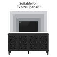 thumbnail image 3 of Noble House Sideboard Buffet Cabinet with Floral Carvings, Adjustable Shelves, Solid Wood Legs, and Brass Handles, Vintage Style Storage, Black, 3 of 10