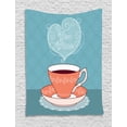 thumbnail image 1 of Tea Tapestry, Teatime Calligraphy with A Classic Victorian Style Cup Earl Grey Print, Wall Hanging for Bedroom Living Room Dorm Decor, 60W X 80L Inches, Slate Blue Coral Maroon, by Ambesonne, 1 of 2
