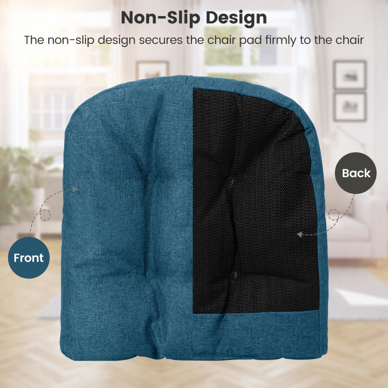 Aimee Lii 4 Pack 17.5 x 17 Inch U-Shaped Chair Pads with Polyester Cover, Outdoor Patio Furniture, Navy Aimee Lii 4 Pack 17.5 x 17 Inch U-Shaped Chair Pads with Polyester Cover, Outdoor Patio Furniture, Navy