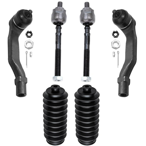 Detroit Axle - Front Tie Rods for 1996-2000 Honda Civic, 1997-2000 EL, 4 Inner & Outer Tie Rod Ends, 2 Rack and Pinion Boots, 1998 1999 Replacement