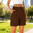 thumbnail image 2 of Cmfcve Womens 7 Inch Inseam Bermuda Shorts Mid Rise Stretch Pull On Summer Shorts with Pockets, 2 of 8
