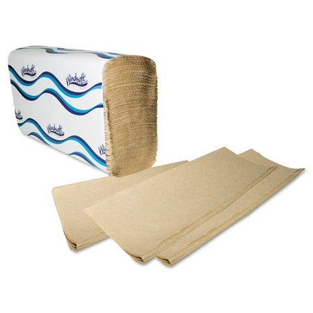 Windsoft Multifold Paper Towels, 1-Ply, 9 1/5 x 9 2/5, Natural, 250/Pack, 16 Packs/Carton