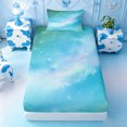 thumbnail image 3 of meiyoeat Teal Galaxy Star Twin Sheets,Calm Magical Sky Pattern Bedding For Girl,3-Piece,1 Fitted Sheet and 1 Pillowcase, 3 of 6