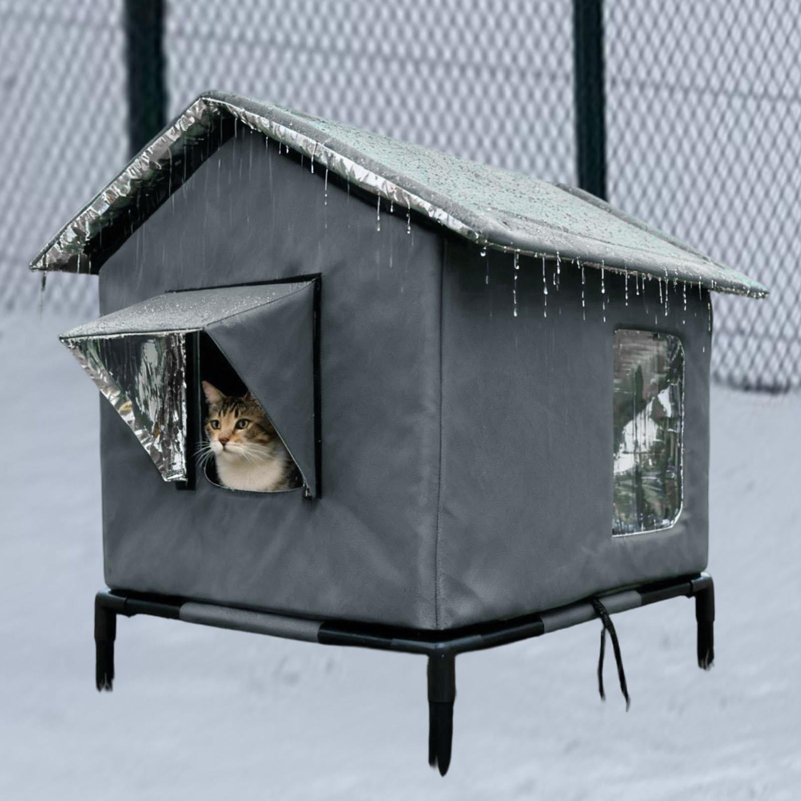 EHJRE Outdoor Cat House Feral Shelter Insulated Waterproof Tent Windproof Portable Kitty Enclosure with Oxford Cloth And Aluminum Foil for Community Porch G L